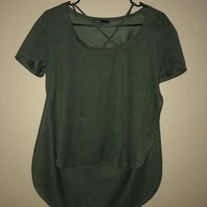 Cute green velvet high low blouse